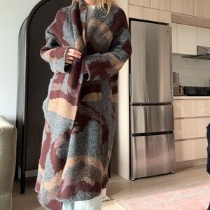 Zara Gray and Brown sweater coat